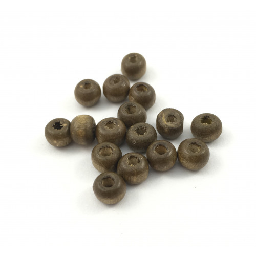 Round beige khaki 6 mm wood beads (pack of 10)